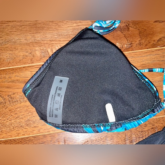 3 Piece Swimsuit Leaf Print Halter Drawstring Side Bikini Set with Cover Up - Picture 10 of 12